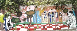 Detalhe de Mural em construção: Judith Polgar x Mequinho